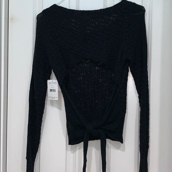 Free People Bow Back Pullover Black XS NWT - Picture 7 of 10